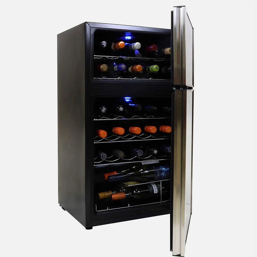 29-Bottle Dual Zone Wine Cooler Freestanding Wine Fridge