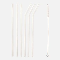 Set of 6 Clear Reusable Glass Straws