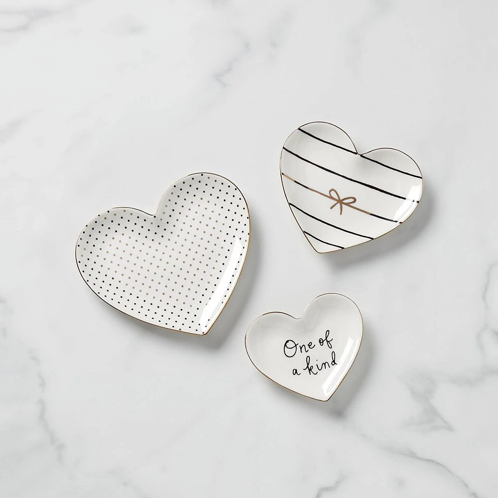 Kate Spade A Charmed Life Heart Catch All Dish Set of 3