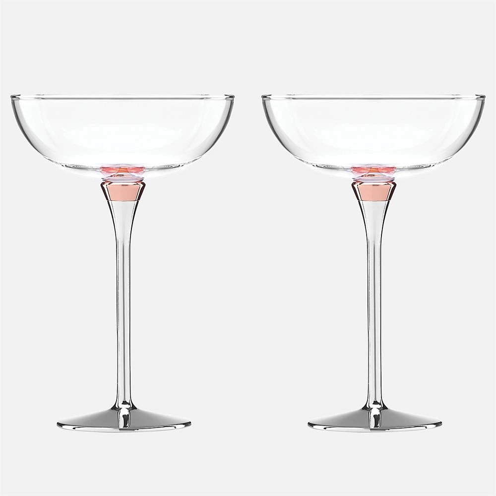 Rosy Glow 2-Piece Champagne Saucer Set by Kate Spade