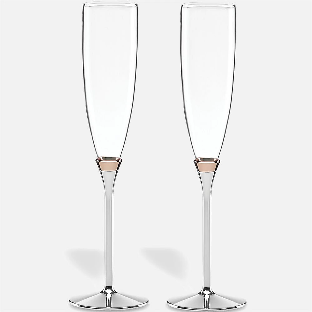 Rosy Glow 2-Piece Champagne Flute Set by Kate Spade