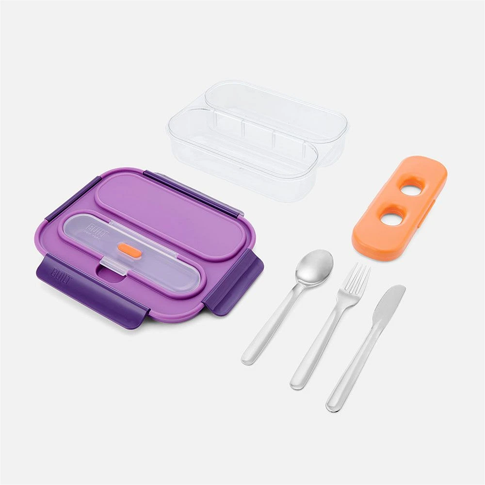 2 Compartment Bento Box - Mulberry/Orange