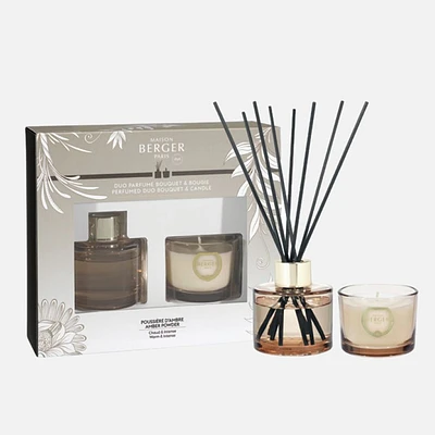 Holly Mini Duo Scented Candle 80g and Scented Bouquet 80ml by Maison Berger Paris - Amber Powder