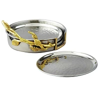 Ensemble de 6 sous-verres en or avec porte-bouteille « Gilt Leaf »