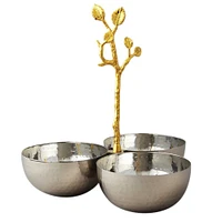 Gilt Leaf Triple Nut Bowl - 9''