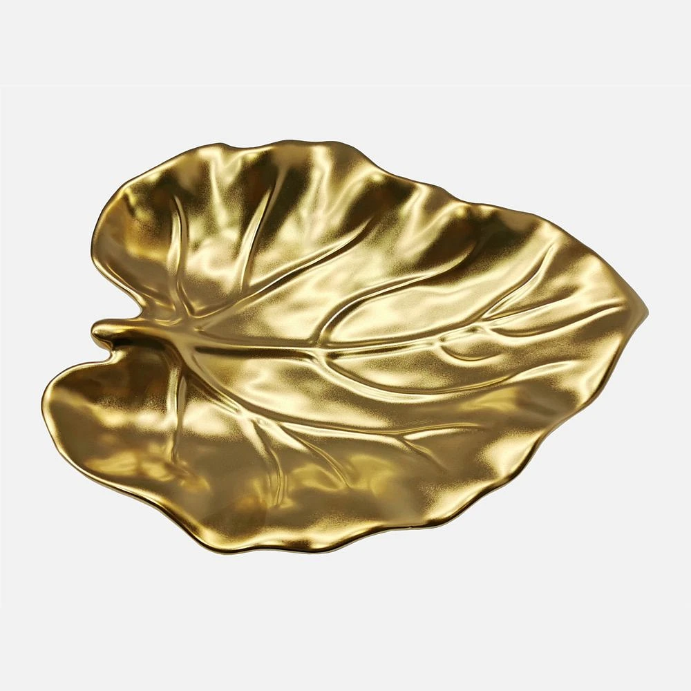 Gold Bark and Leaf Small Plate by Leeber Limited