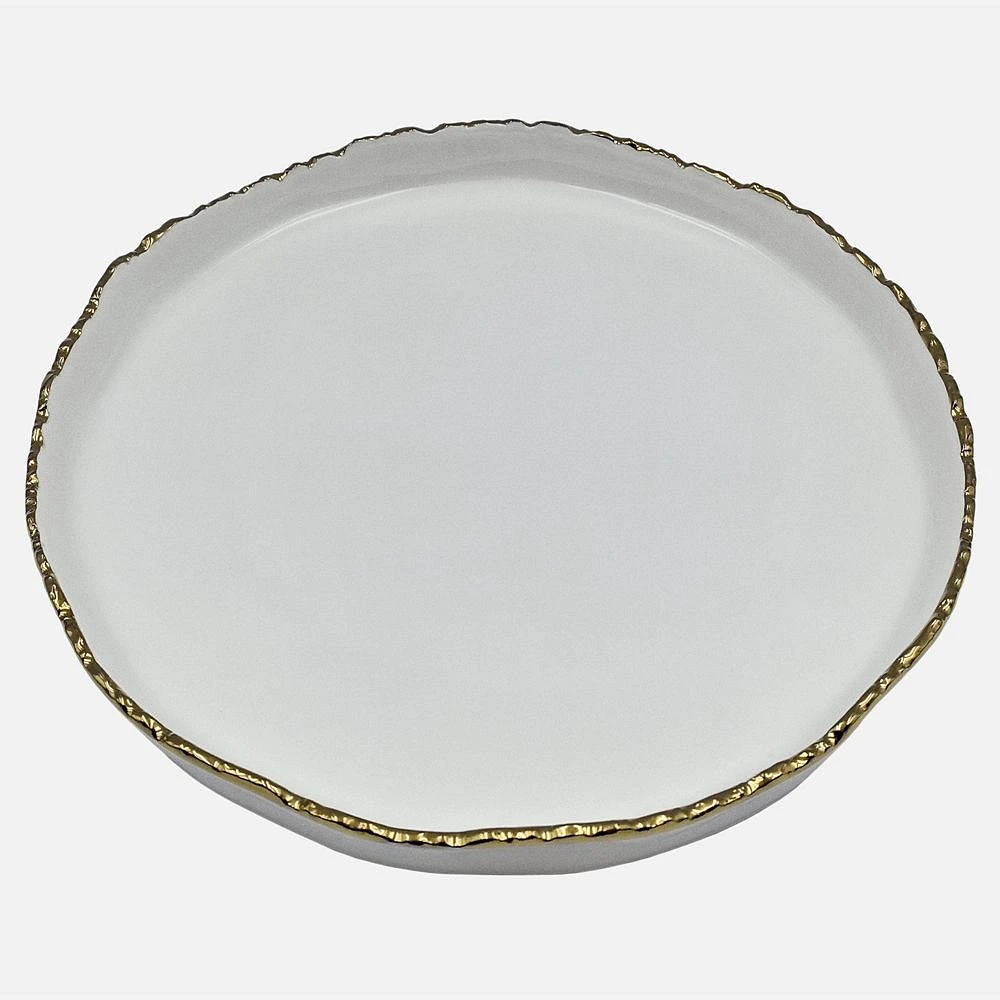 High Rim Plate With Gold Rim - 9.5"
