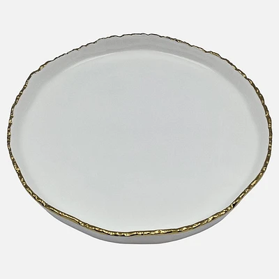 High Rim Plate With Gold Rim - 9.5"