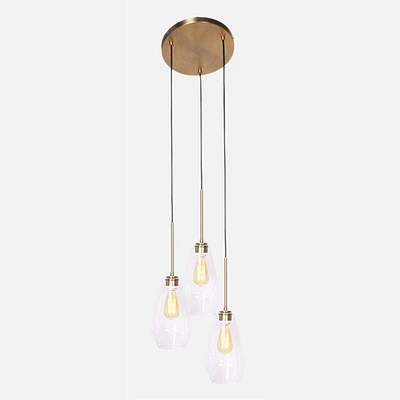 Brushed Gold 3-Bulb Pendant Lamp 6" by Luce Lumen