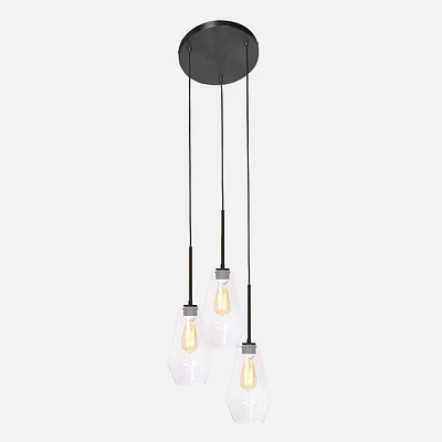 Dark Brushed Bronze 3-Bulb Pendant Lamp 6" by Luce Lumen