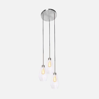 Brushed Steel 3-Bulb Pendant Lamp 6" by Luce Lumen