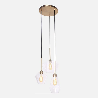 Brushed Gold 3-Bulb Pendant Lamp 7"/6"/11" by Luce Lumen