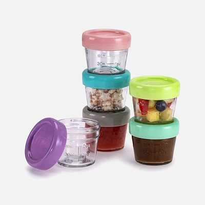 6 Glass Food Containers Multicolors by Melii Baby - 4oz