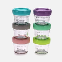 6 Glass Food Containers Multicolors by Melii Baby - 4oz