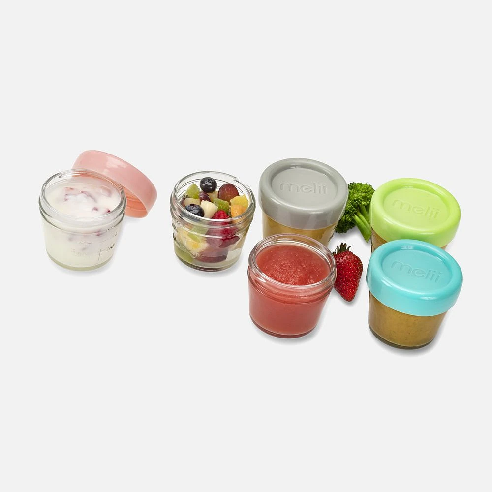 6 Glass Food Containers Multicolors by Melii Baby - 4oz