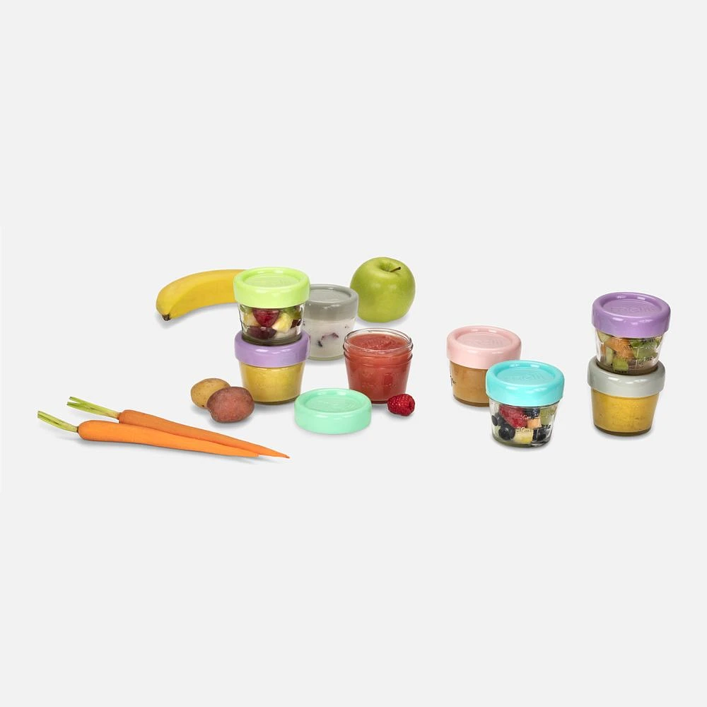 6 Glass Food Containers Multicolors by Melii Baby - 4oz