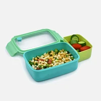 Melii Bento Box with Removable Divider, 2 Compartments - Blue/Mint/Lime