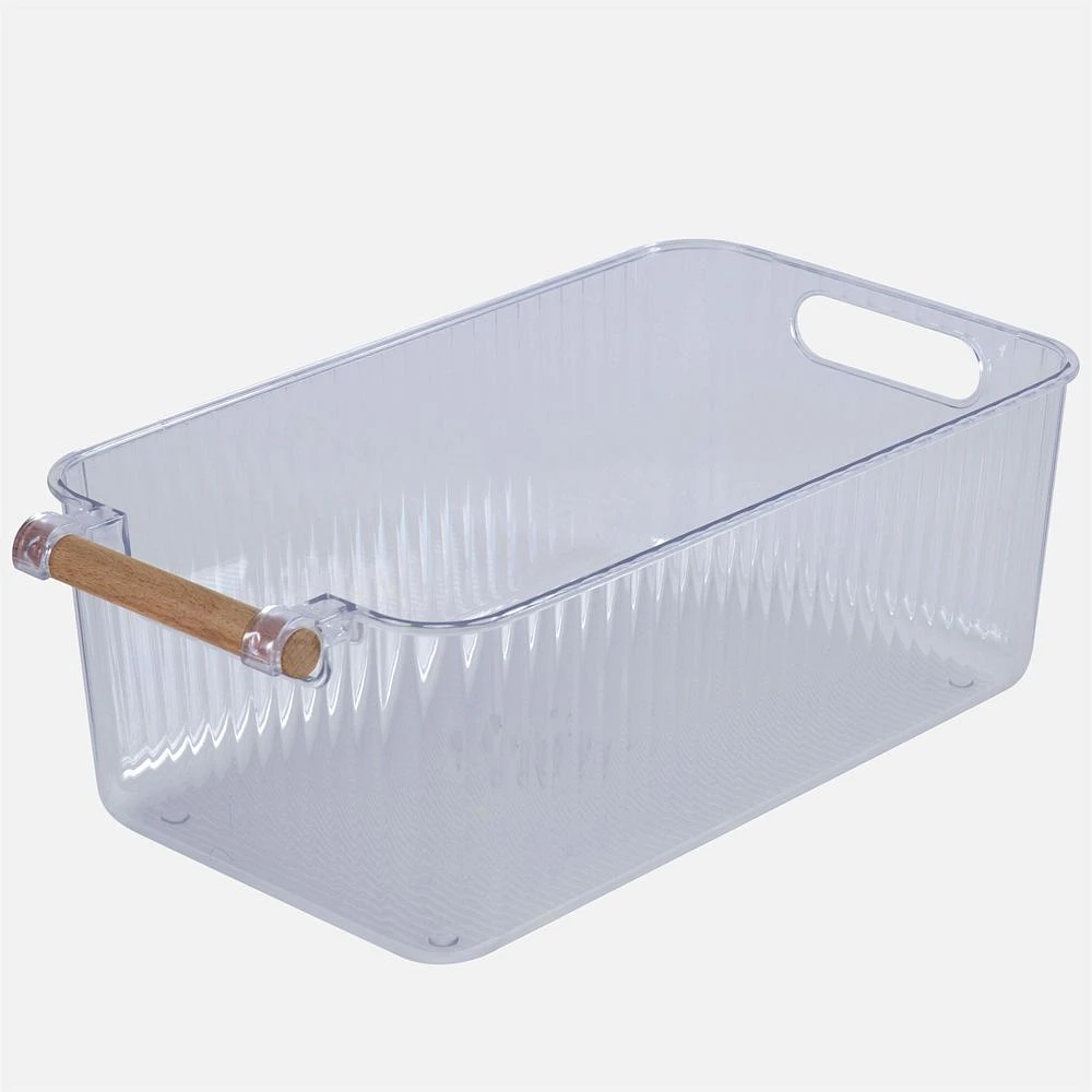 N&T Clara Storage Basket Clear with Wooden Handle - 5L