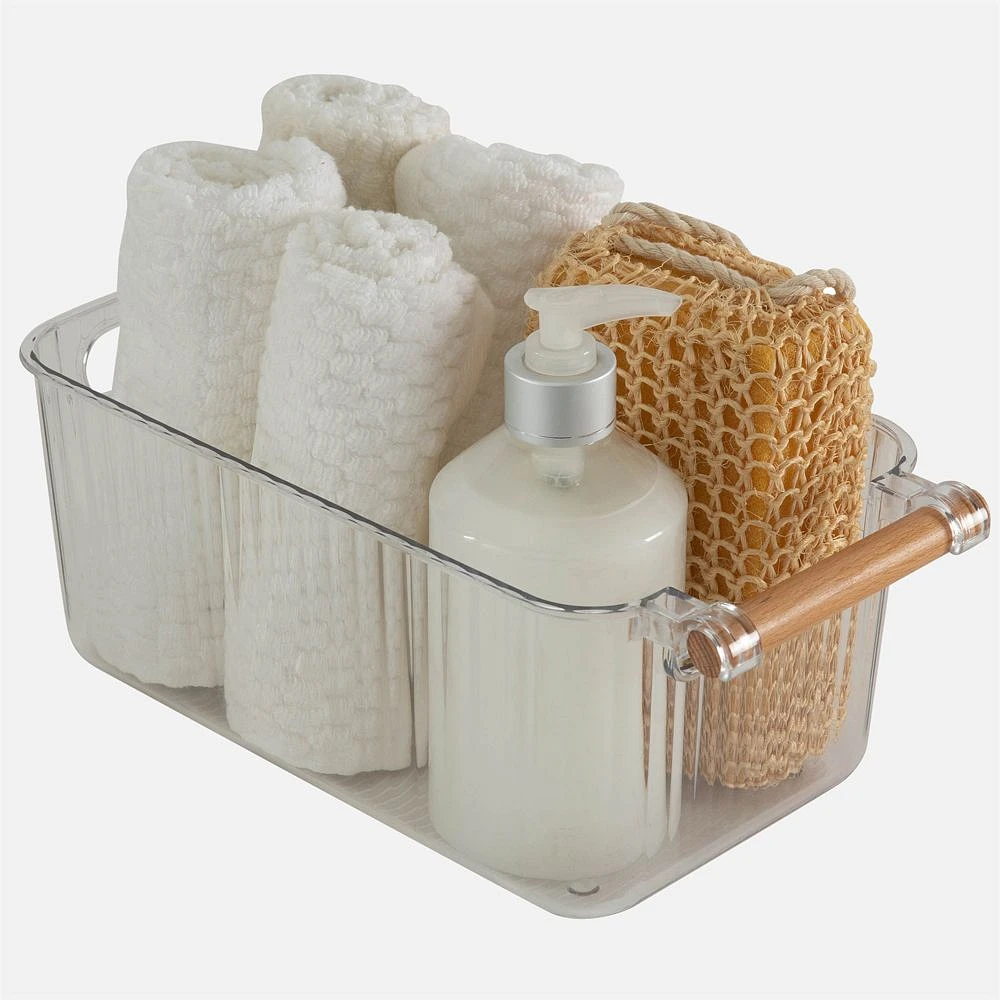 N&T Clara Storage Basket Clear with Wooden Handle - 5L