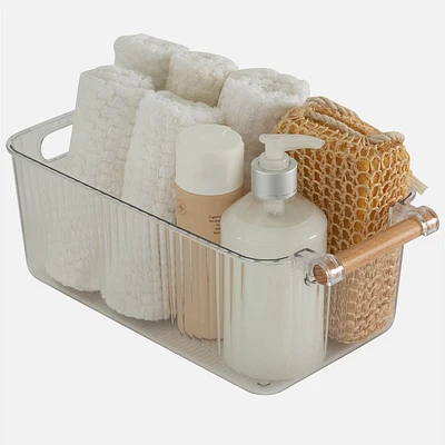 N&T Clara Storage Basket Clear with Wooden Handle - 6L 