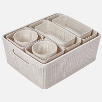 N&T -Piece Plastic Weave Organizer Basket Set