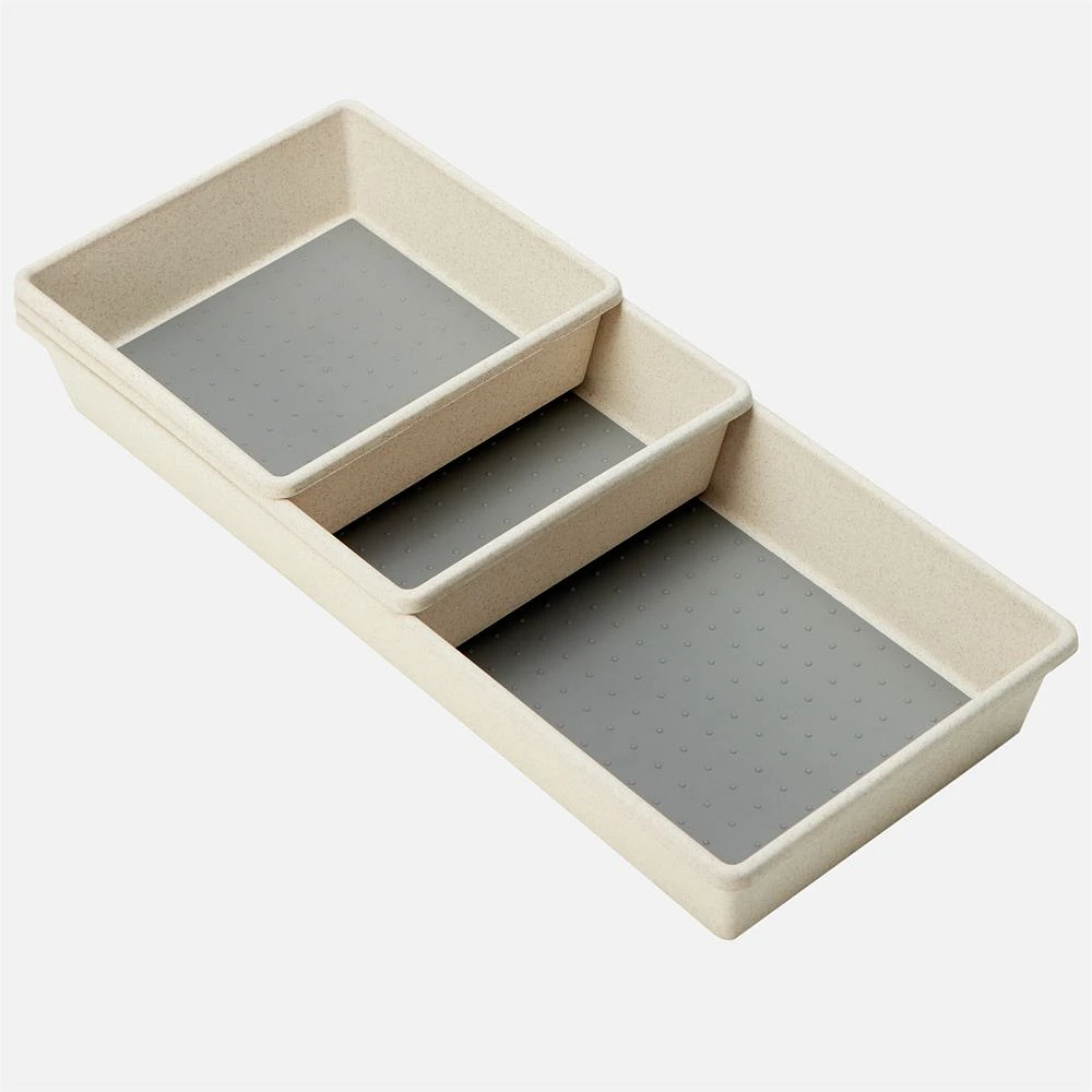 N&T 3-Piece Non-Slip Drawer Organizer Set - Natural