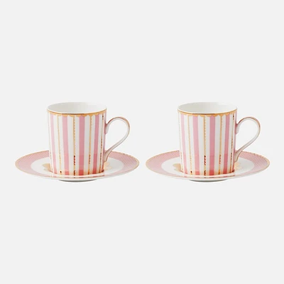 Regency Set of 2 Pink Cup & Saucer by Maxwell & Williams