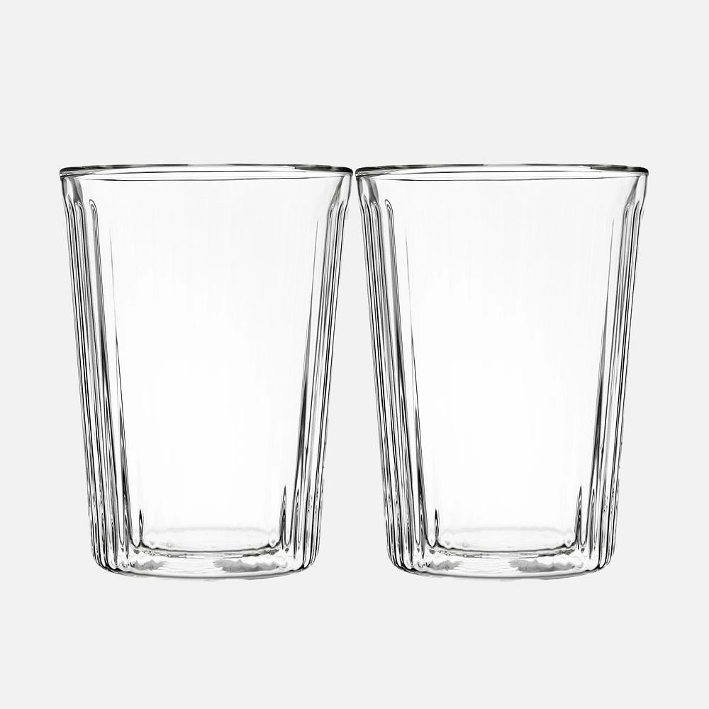 Maxwell & Williams Blend Stripey Cups Double Wall, Set of 2 - 350ml