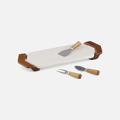 Chevron Cheese Tray with Knifes by Nambé