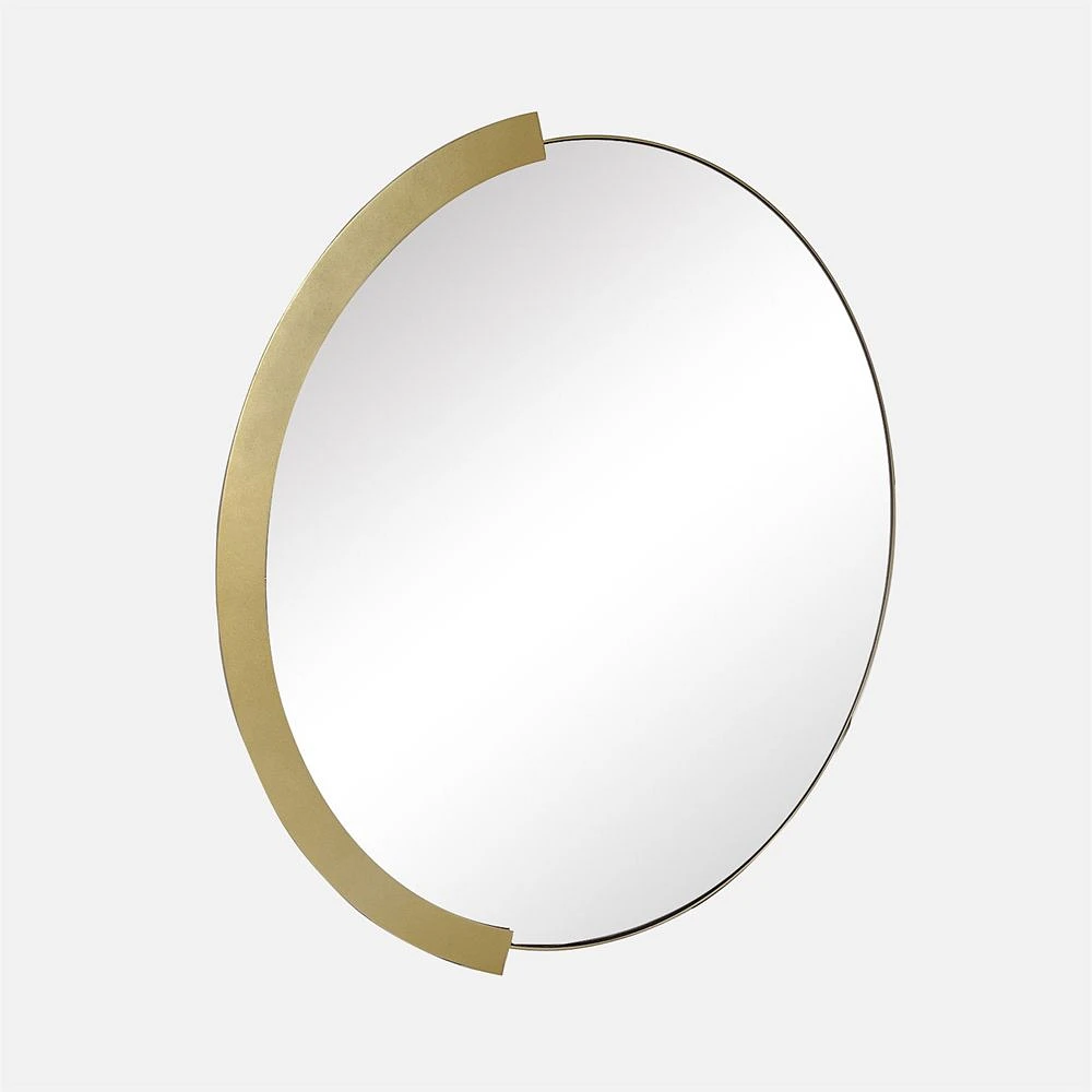 Odessa Round Framed Mirror with Champagne Side Rim - 26''