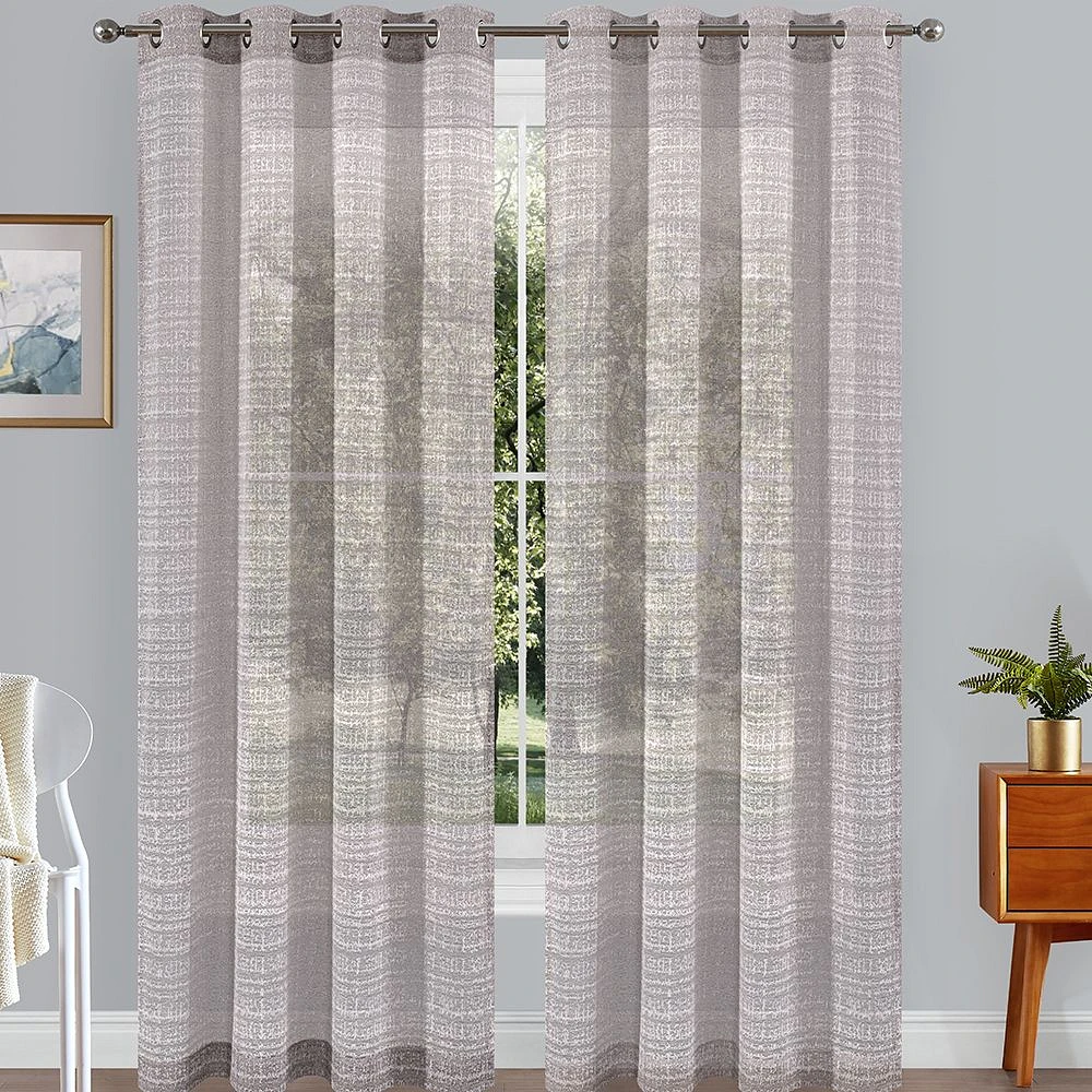 Rideau à œillets semi-transparent jacquard « Opal »
