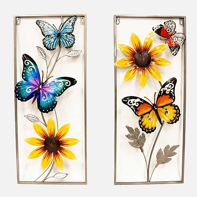 Wall Decor, Set of 2 - Frames with Butterfly and Flower 