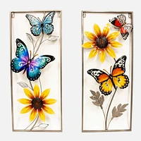 Wall Decor, Set of 2 - Frames with Butterfly and Flower 