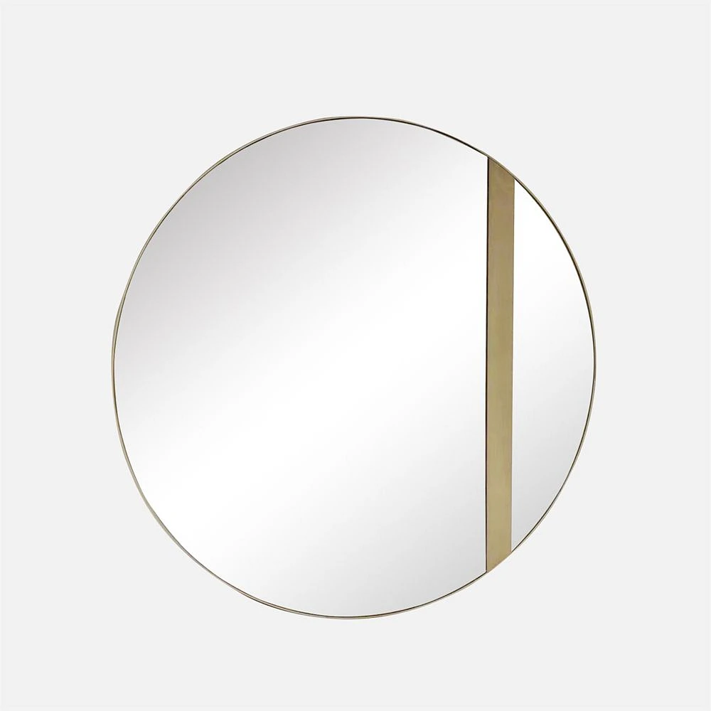 Oulette Round Frame Mirror with Champagne Stripe - 24