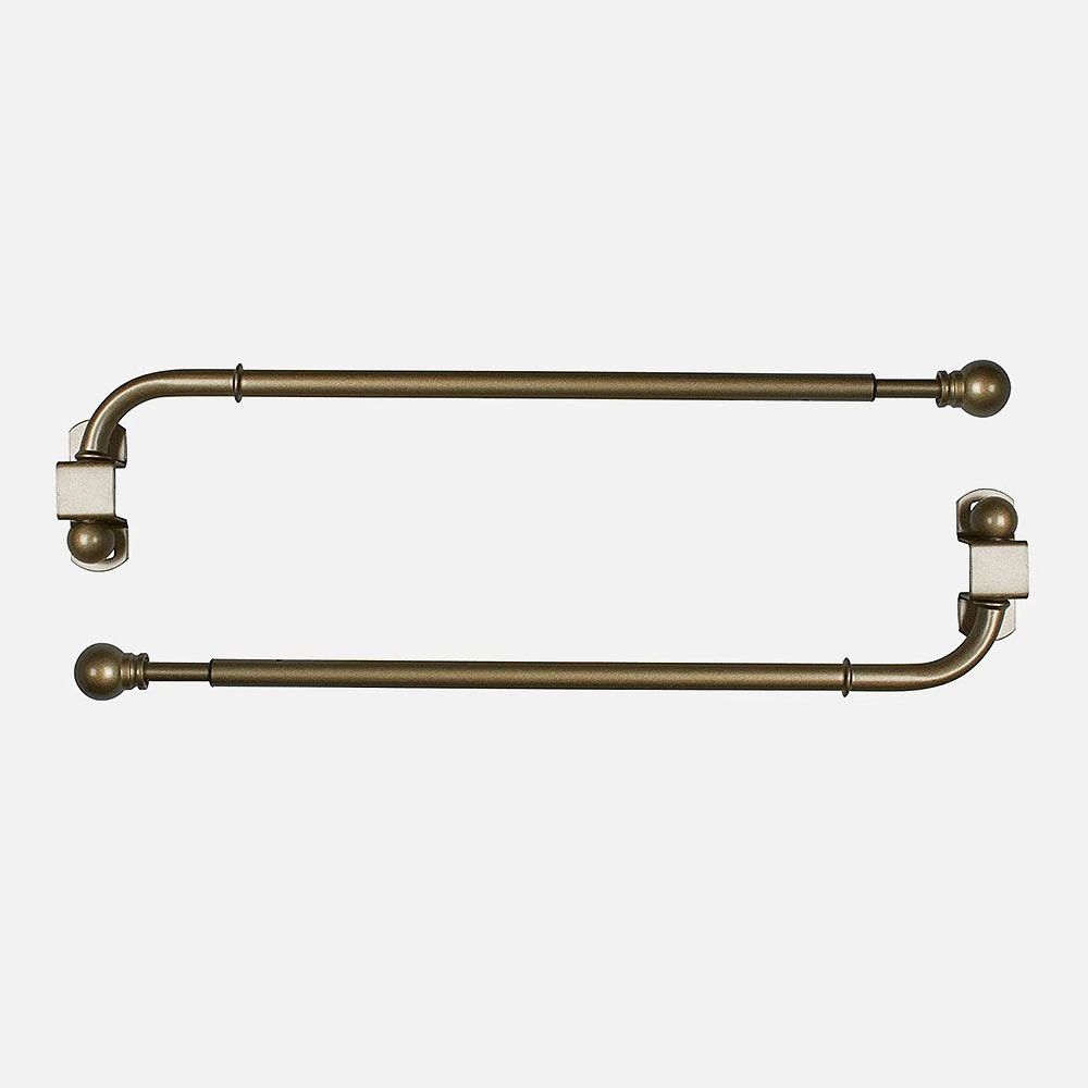 Antique Brass Swing Arm Curtain Rod Set - 24"-38