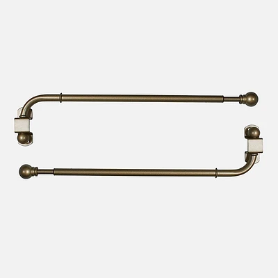 Antique Brass Swing Arm Curtain Rod Set - 24"-38