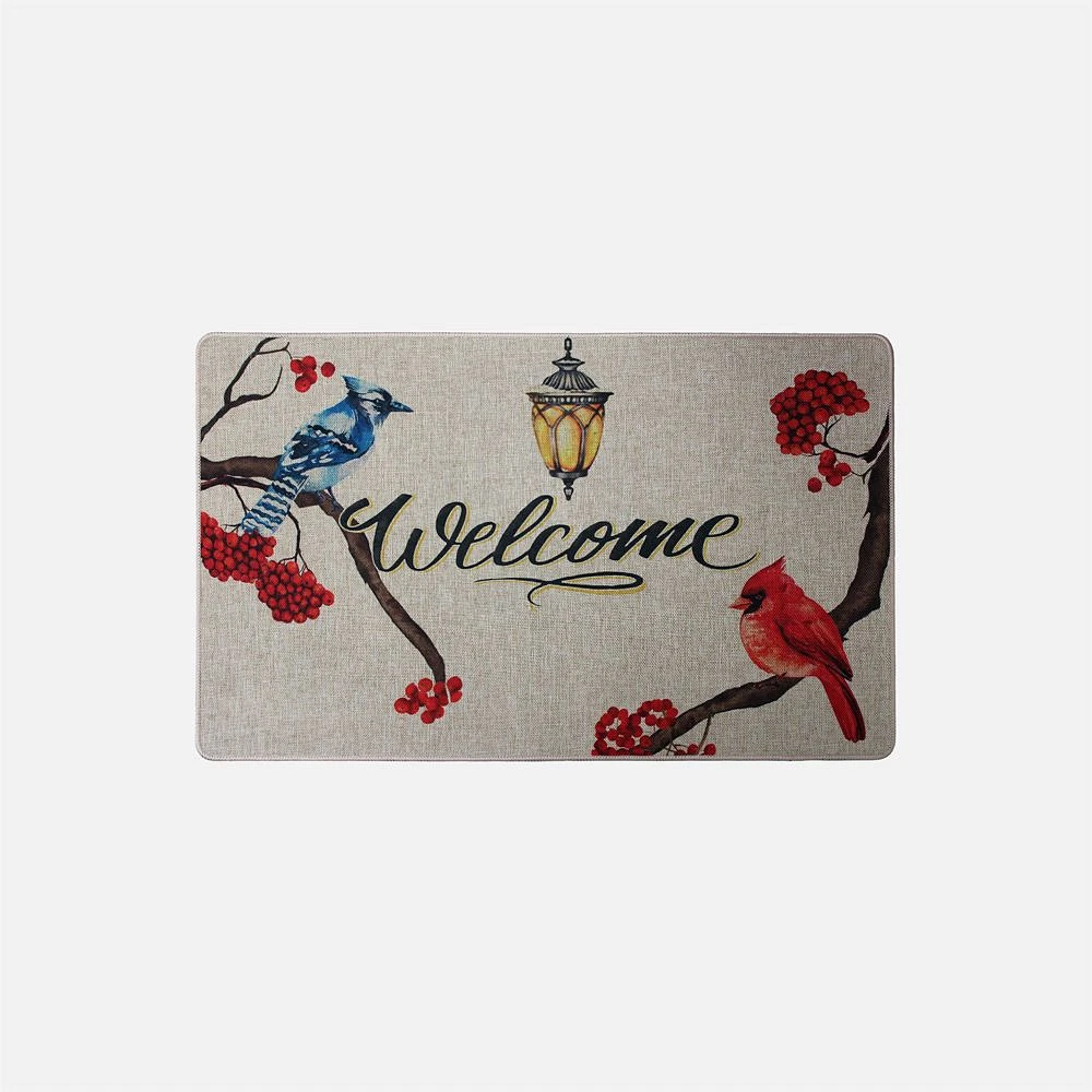 Welcome Blue Cardinal Poly Mat