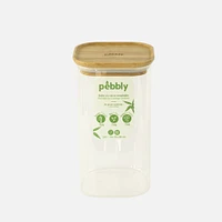 Pebbly Set of 3 Square Borosilicate Storage Containers with Bamboo Lids