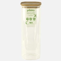 Pebbly Set of 3 Square Borosilicate Storage Containers with Bamboo Lids