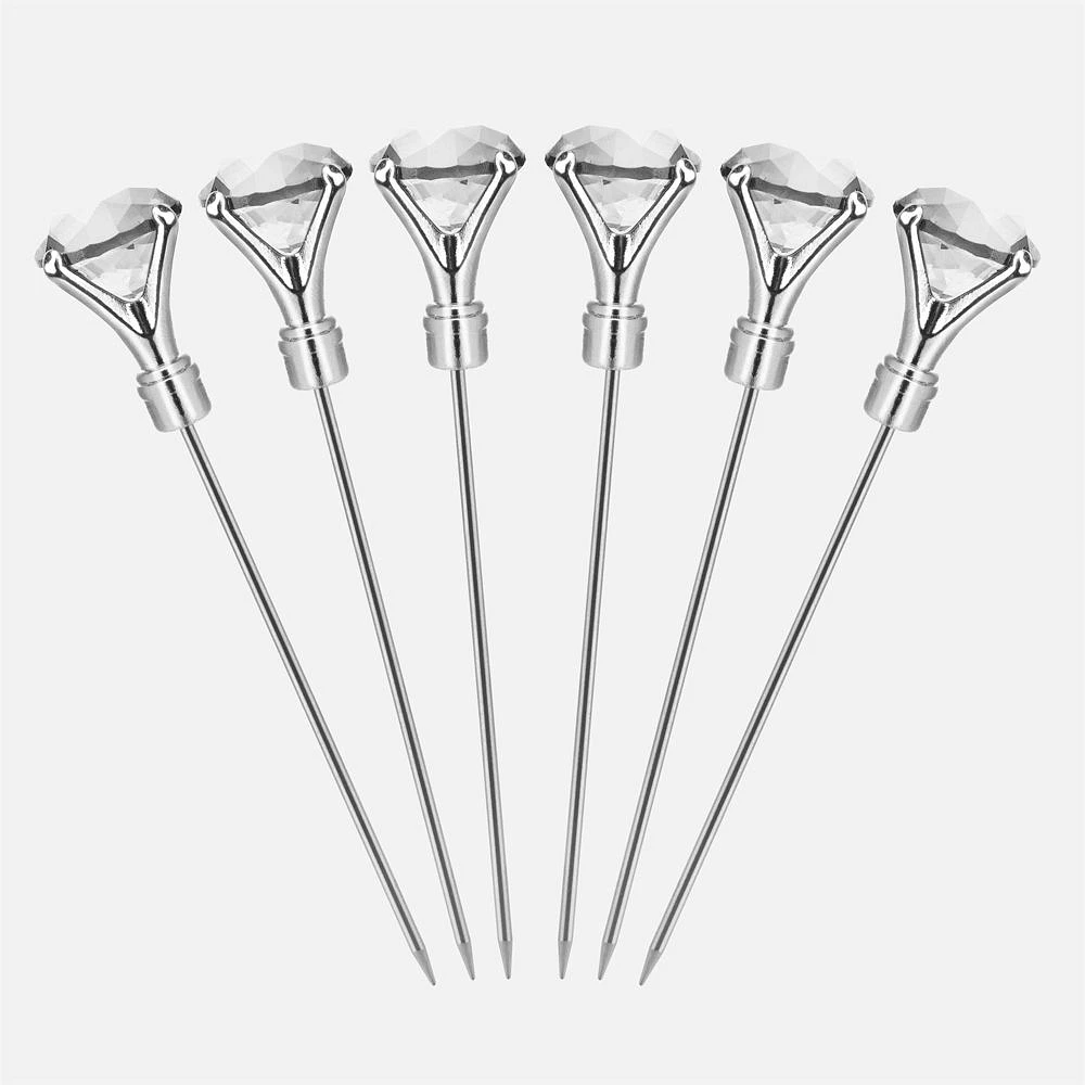  Diamond Set of 6 Clear Cocktail Picks by Final Touch