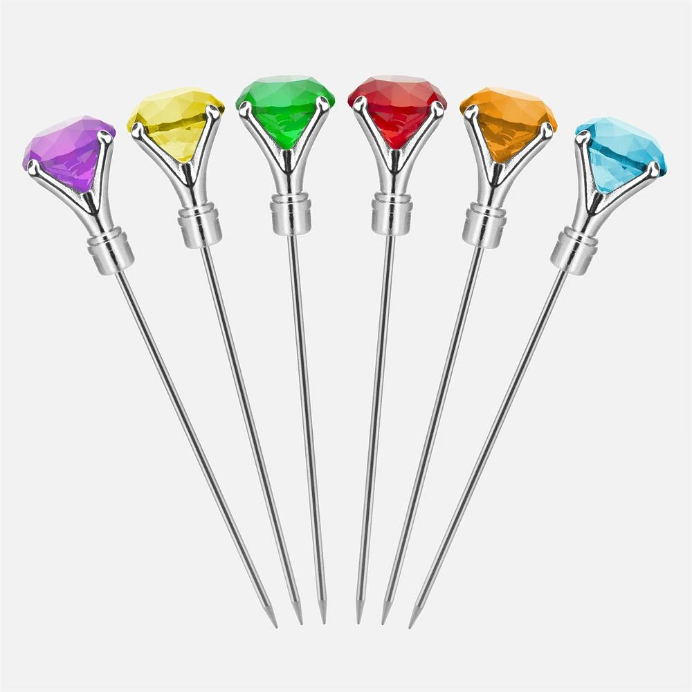 Diamond Set of 6 Multicolors Cocktail Picks by Final Touch