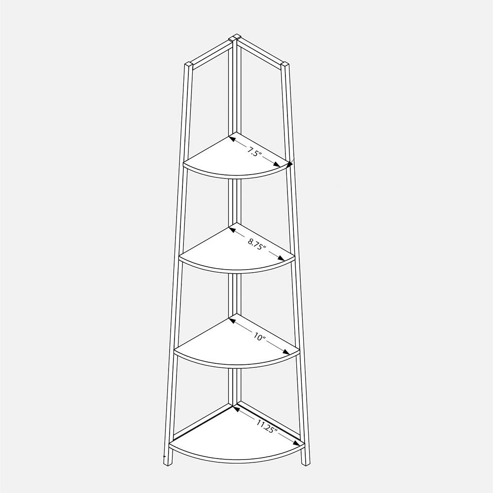 Rachelle Corner Piece 4 Tiers - 60" H, White