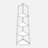 Rachelle Corner Piece 4 Tiers - 60" H, White