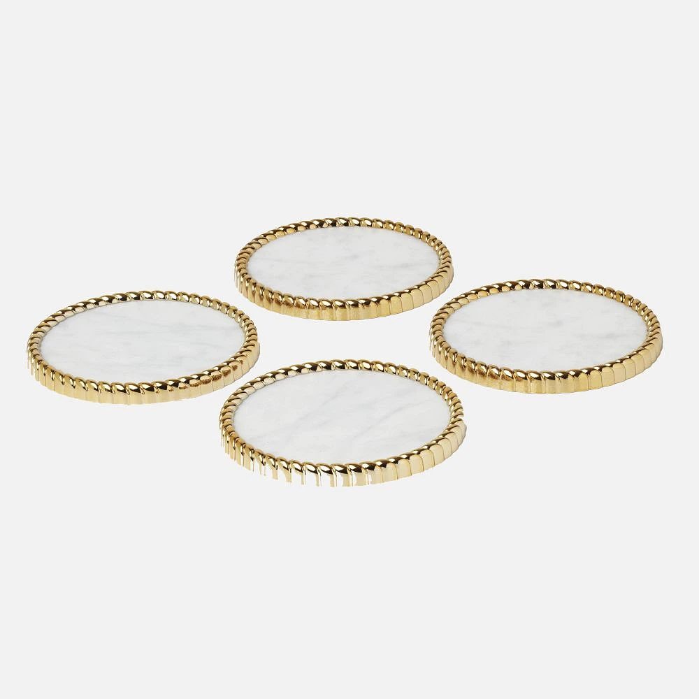 Reed & Barton Roseland Coaster Set of 4 - Nickel and Gold