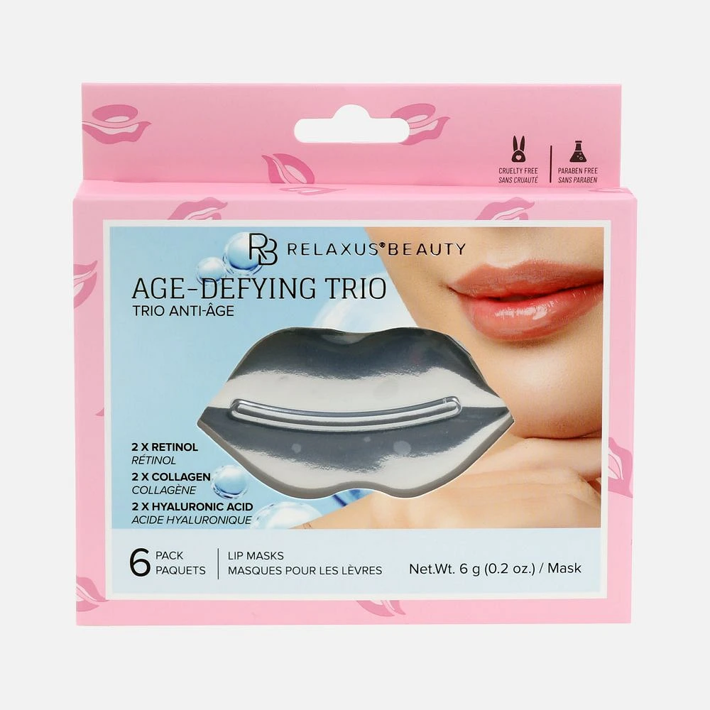 Masque à lèvres hydrogel anti-âge, 6 paquets