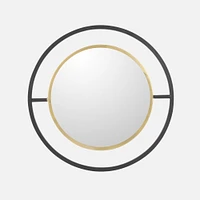 Round with gold trim Mirror - Black/Gold