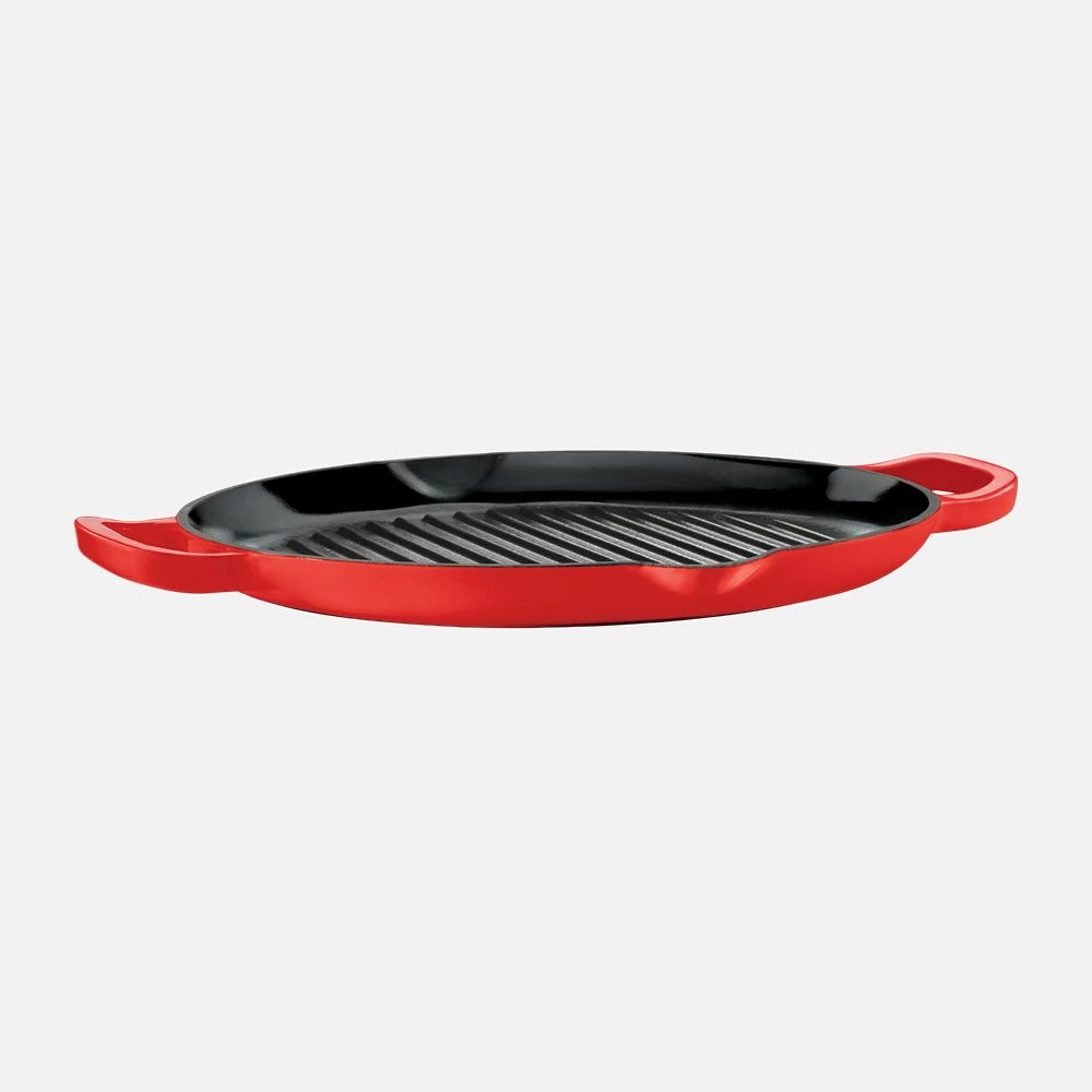 Ricardo Red Enamel Cast Iron Grill Pan - 32cm