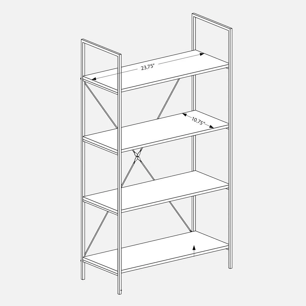 Risen Book Case 4 Tiers - White