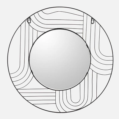 Round with Black Modern Trim Mirror