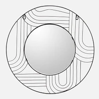 Round with Black Modern Trim Mirror